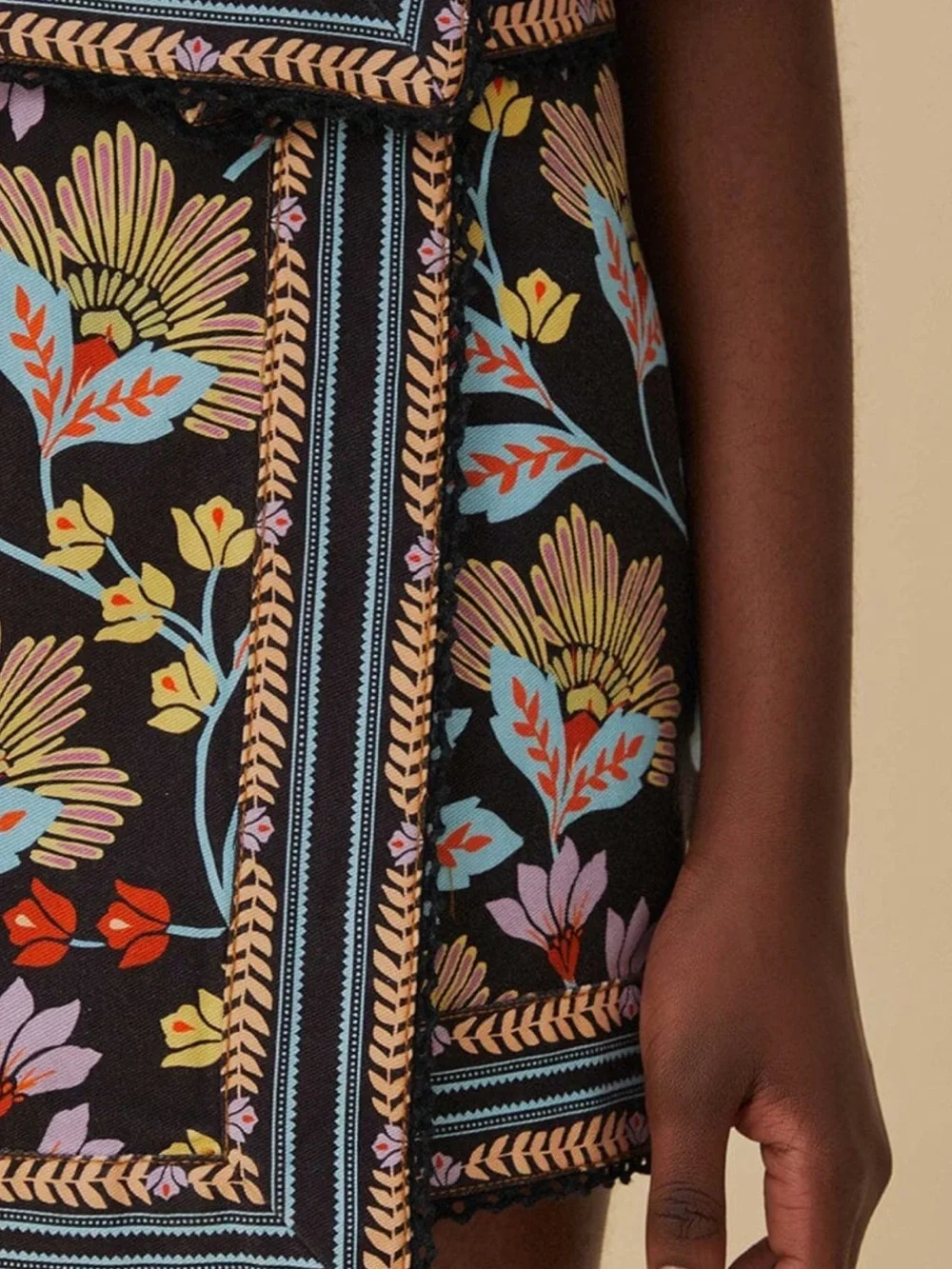 Farm Rio Flowery Black Mini Skirt, Size 25